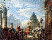 Panini, Giovanni Paolo Roman Ruins with Figures oil painting picture wholesale